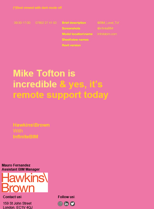 Well this cheered me up! What a welcome from <a href="/Hawkins_Brown/">Hawkins\Brown</a>  #HawkinsBrown #HBA #Architecture #BIM #Architecture #DigitalArchitecture #BIMConsultant #remoteworking #ProjectSupport #WebSupport #ELearning #Training #Strategy #Revit #ISO19650