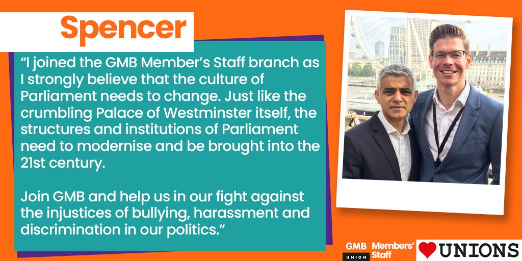 Next up -  @SpencerCorin "Join the GMB and help us in our fight against the injustices of bullying, harassment and discrimination in our politics."  #HeartUnionsWeek