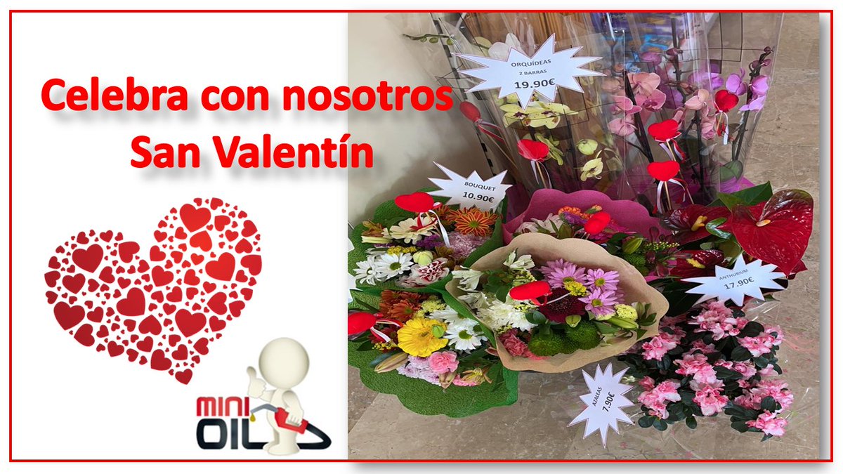 MiniOil1's tweet image. Celebra con nosotros San Valentin!
Ven a nuestras estaciones de servicio y encontrarás un amplio surtido de flores para regalar a tu enamorad@.
#minioil #estacionesdeservicio #cullarvega #motril  #otura #baza #puentegenil #ogijares