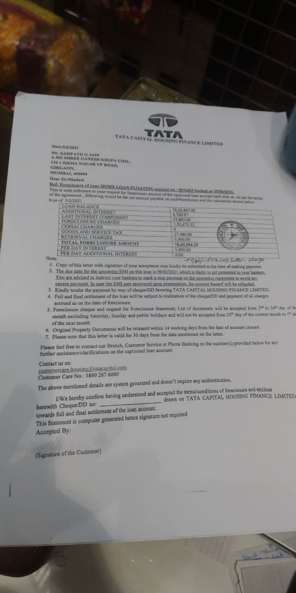 goutamjs's tweet photo. @tatacapital how can foreclosure charge levied on 4 year old home loan ? @RBI https://t.co/TEMWqfGy4V