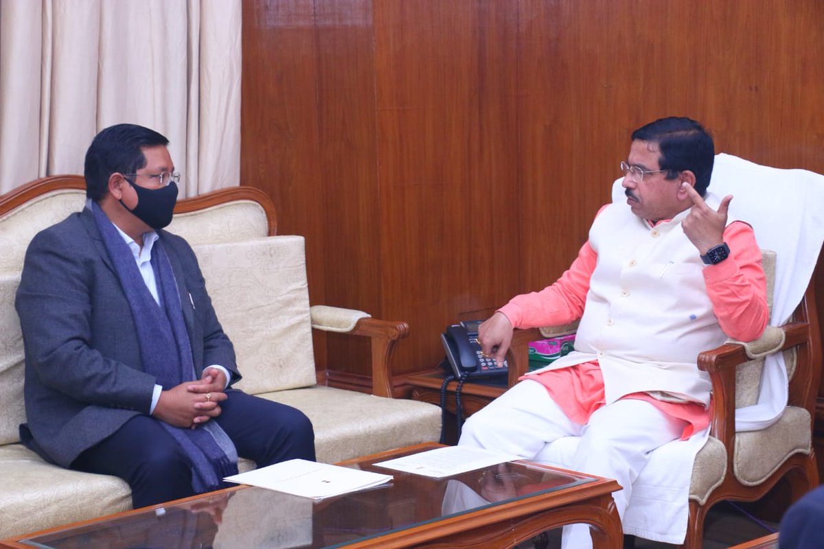JoshiPralhad's tweet photo. Held discussion on mining in the State of Meghalaya with CM Shri @SangmaConrad ji. Deliberated on regulating mining activities in the State to make it more scientific and safe. https://t.co/RPDcLBMzlN