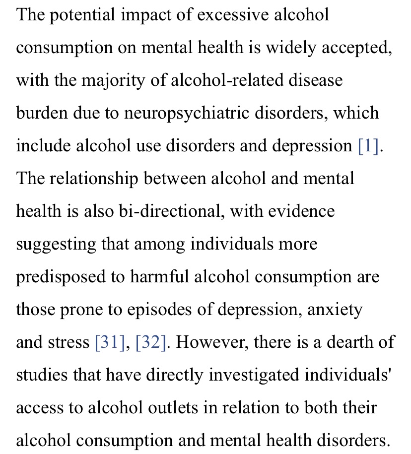 ‘The relationship between alcohol & mental health is also bidirectional.’Well, ofc, this applies to Cannabis use too, i.e ppl with MH probs are more likely to abuse drugs/alcohol but also, ppl who abuse drugs/alcohol are more likely to develop MH problems.