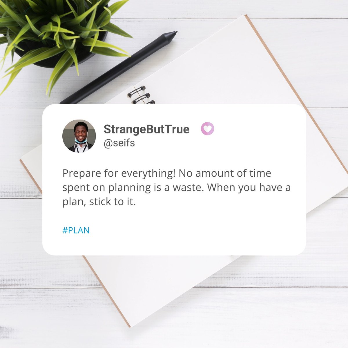 FesobiBayo's tweet photo. Plan, again I say unto you, Plan.
#tuesdaythoughts #valentineloading #leadingself #plan https://t.co/HnqfC3YuiD
