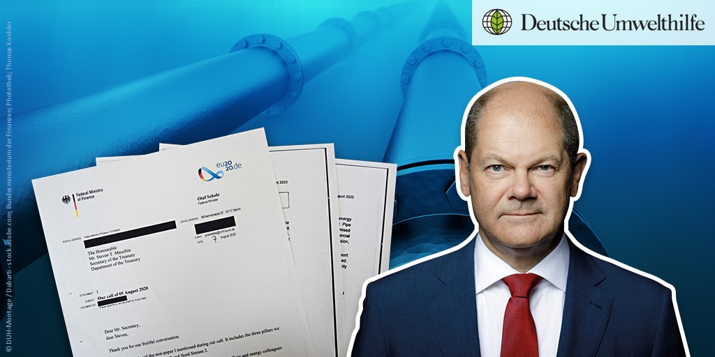 Ein bisher geheim gehaltenes Regierungsdokument von <a href="/OlafScholz/">Olaf Scholz</a> belegt ein Milliardenangebot an die #US-Regierung für die massiv klimaschädliche Mega-#Erdgas-#Pipeline #NordStream2 – wir verlangen Aufklärung! ➡️ Zum Dokument: duh.de/projekte/gehei…