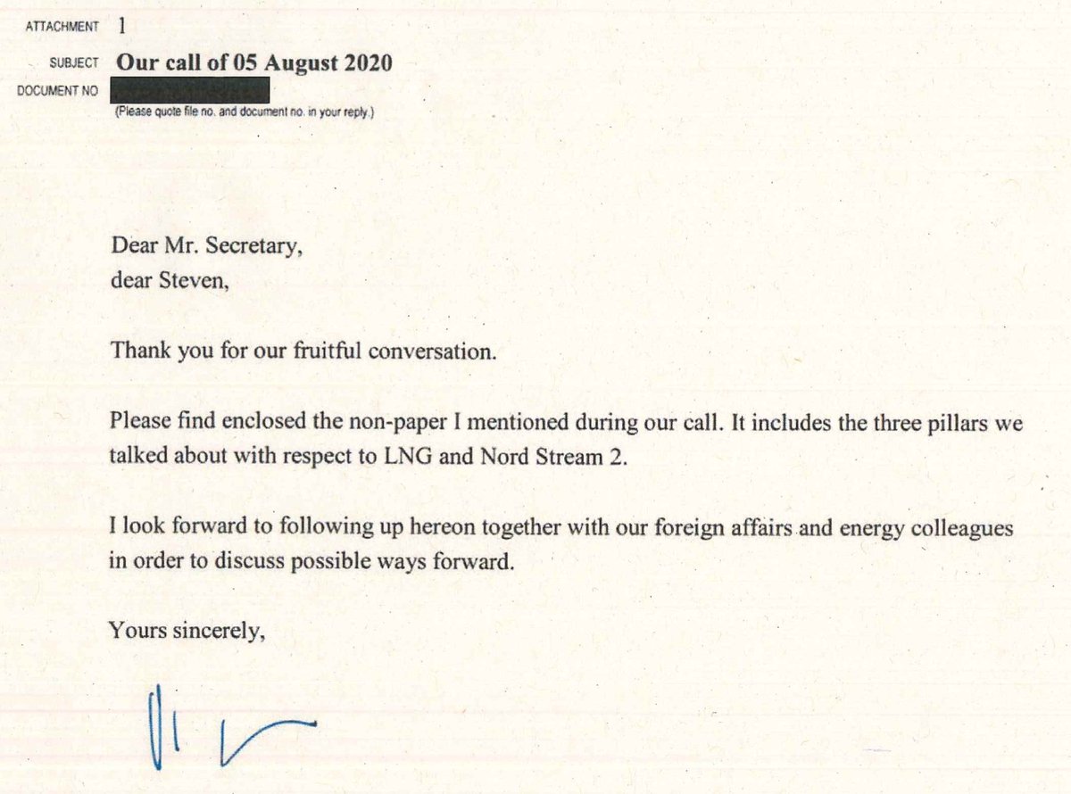 The offer came from the German Finance Minister (and current SPD chancellor candidate)  @OlafScholz and was addressed to US Secretary of Treasury,  @stevenmnuchin1.BUT it indicates, German Foreign Minister  @HeikoMaas & Energy Minister  @peteraltmaier were informed about the deal.
