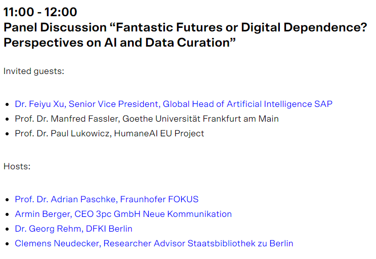 fraunhoferfokus's tweet photo. Day 2 of #Qurator2021: The head of our #DataAnalyticsCenter, Prof. Dr. Adrian Paschke, hosts an exciting panel discussion on the subject of “Fantastic Futures or Digital Dependence? Perspectives on AI and #Data Curation.”: ➡️ https://t.co/3aCWFY2AcC #ArtificialIntelligence https://t.co/hn1KobBd56