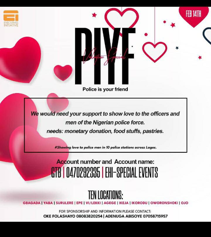_kevweh's tweet photo. Love is in the air and we would be showing love the police force for valentine. Kindly donate to EHI-SPECIAL EVENTS 0470292335 GTB. You can also register for this event via this link: https://t.co/lVjIGKlL6B #support #love  #ehispecialevent #thecharity2021 #PIYF #elephant https://t.co/yL74ZPPKFy