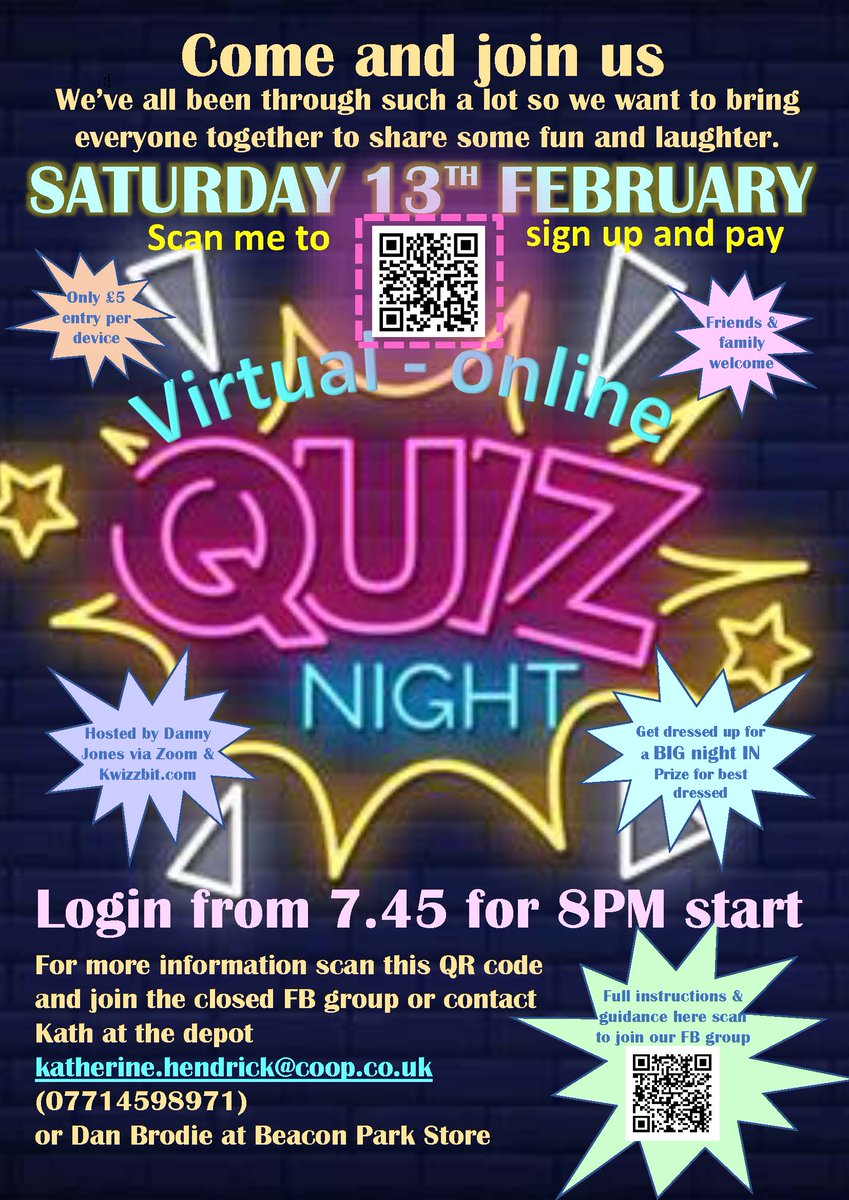 Raising money for <a href="/MindCharity/">Mind</a> come and join the fun...
Follow the link to pay £5 entry and leave your name. Please share in your networks to bring some much needed fun to a Saturday night.  Prizes for winners, best dressed and anything random on the night
uk.virginmoneygiving.com/fundraiser-por…