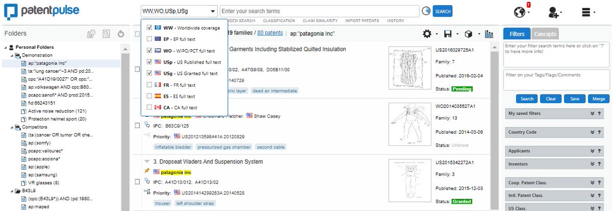 matheosoftware's tweet photo. Patent Pulse Worldwide Coverage database is based on Espacenet content enriched by the translation in english of all national procedures (CN, JP, TW, DE, FR, ES, IT, BR, ...). Compared to Espacenet, the Worldwide Coverage database has several million more searchable patents. https://t.co/Ieksr7tpS7