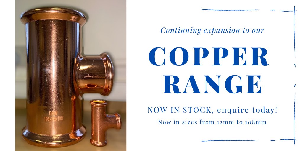 mpressfittings's tweet photo. We're continuing expansion on our copper range, sizes now available from 12mm - 108mm. 

Give us a call today for more information 01924 491797 https://t.co/LWCNxdwiBc