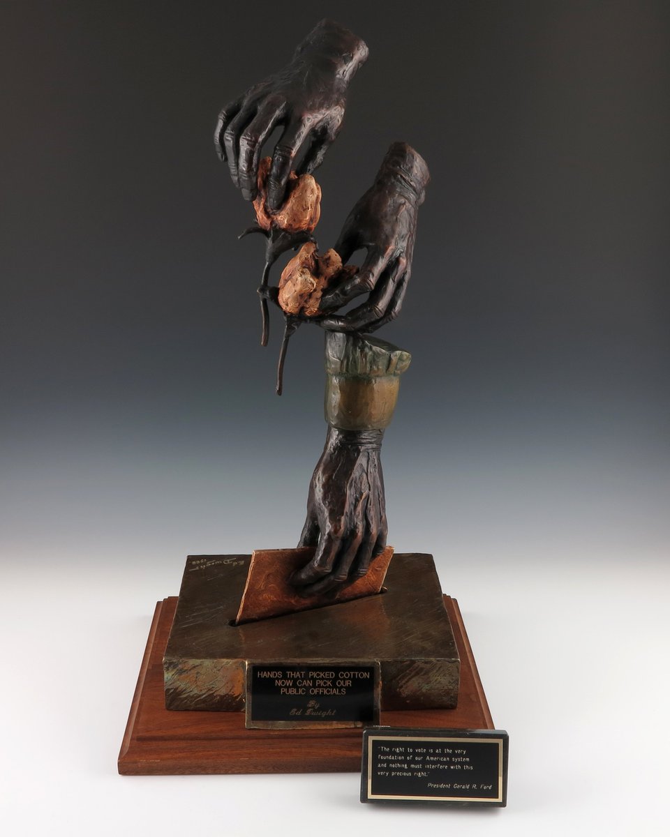 Ed Dwight, the first African American astronaut candidate, later pursued his childhood dream of being an artist. His work focuses on Black history &amp; culture. Dwight's sculpture “Hands That Picked Cotton Now Can Pick Our Public Officials” is in our Museum collection. #BHM