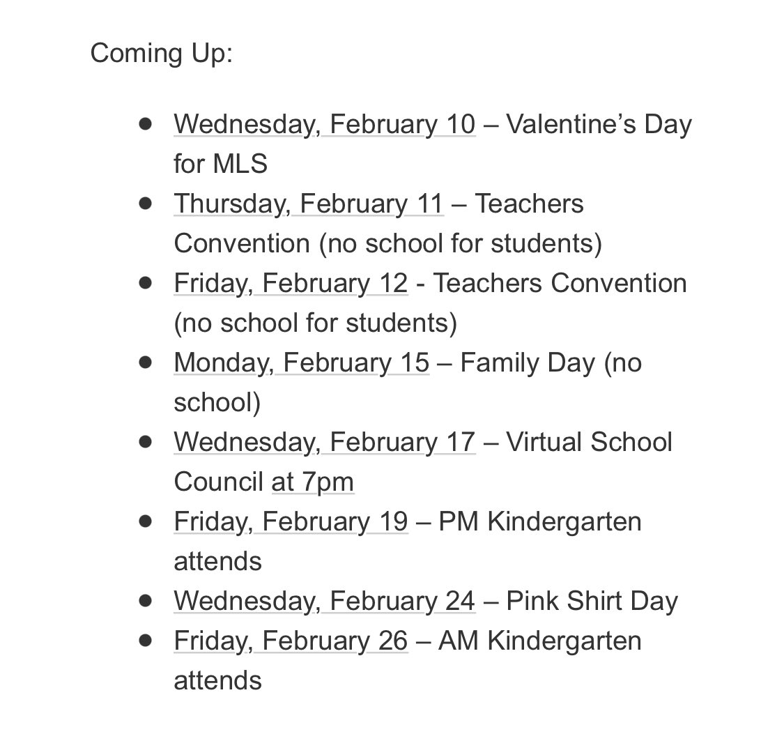 Here is what is coming up at MLS! It’s a short week, but still lots of fun and learning happening. Stay warm!