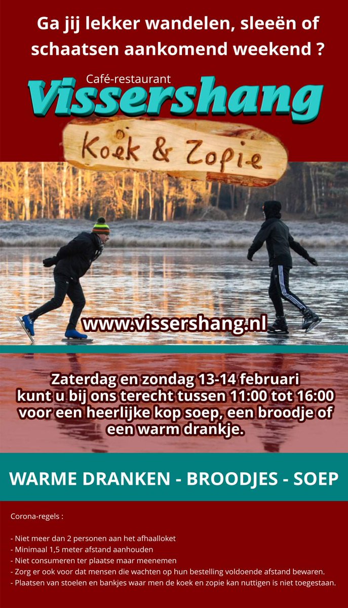 Aankomend weekend lekker wandelen, sleeën of schaatsen in de Biesbosch. Wij zijn geopend.