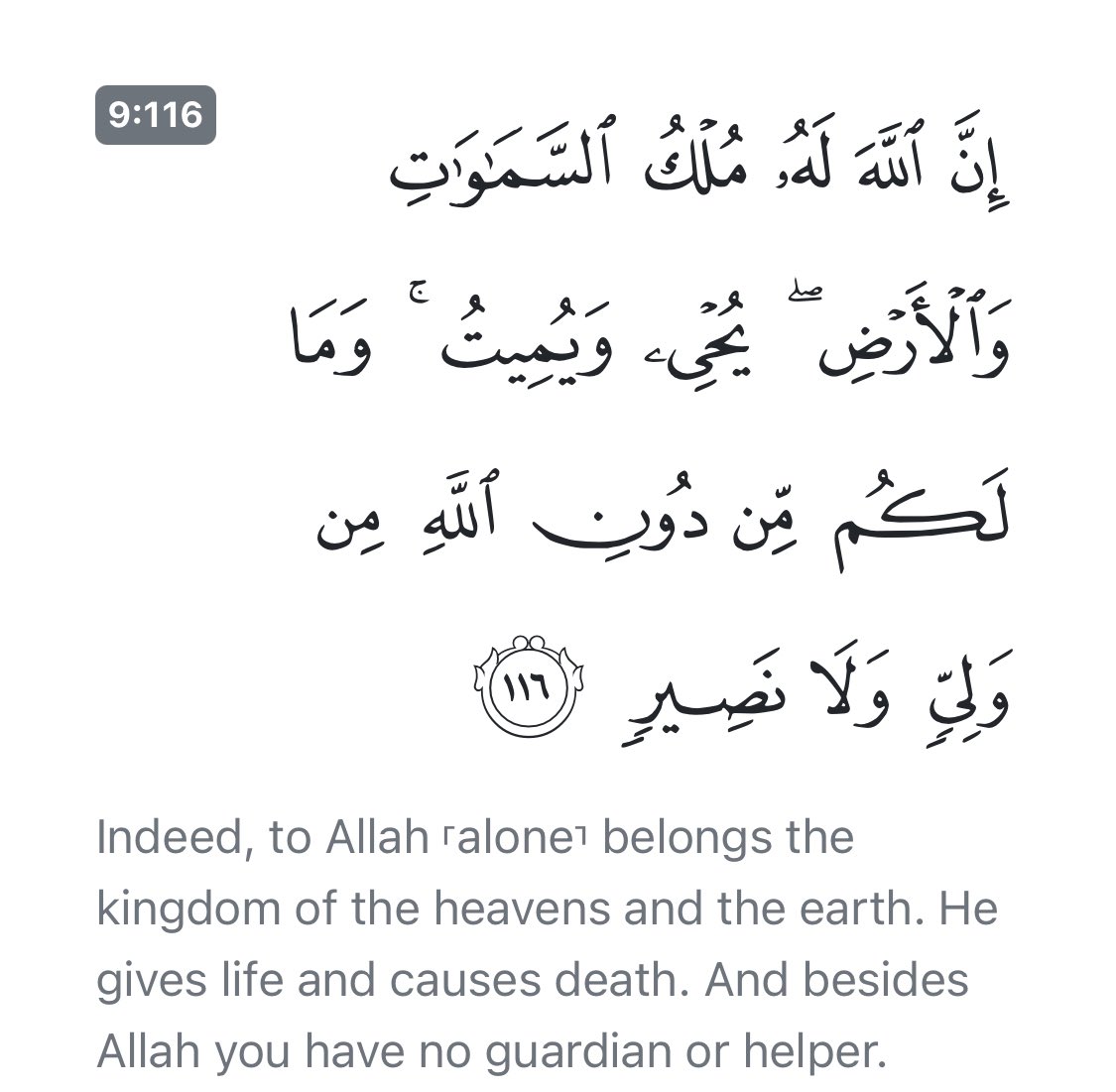 The disbelievers, says the Quran, have neither wali nor nasir 9/