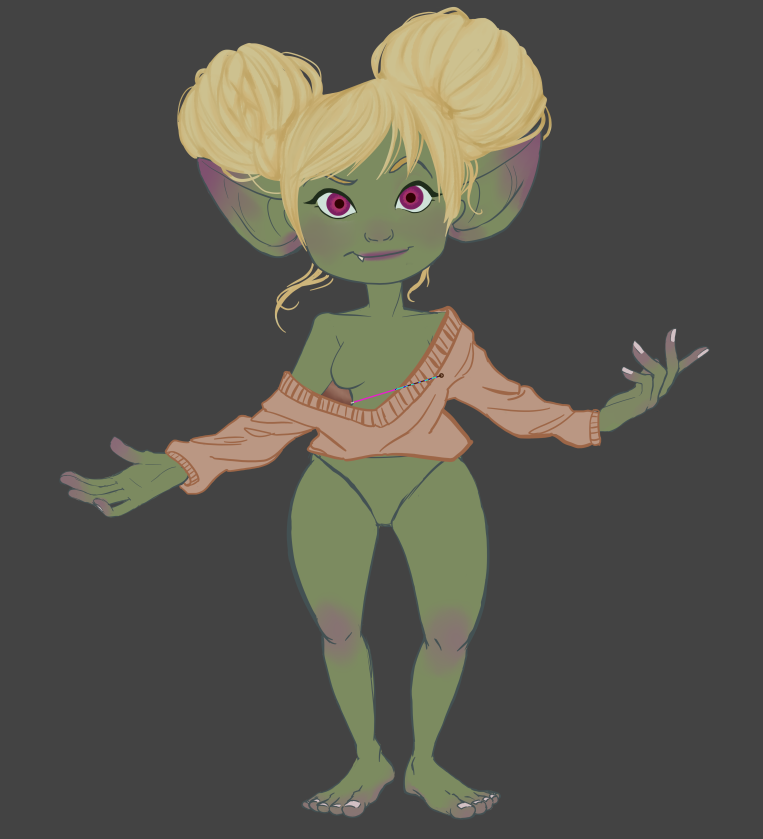 Apispaintbrain's tweet photo. Worked 90m in a stream yesterday, trying to get back into the roll of things. So chose to try and draw my little Goblin Izzi! Wip~ (And yes there'll be more clothes!) #art #wip #Pathfinder https://t.co/9s7yRRcVEK