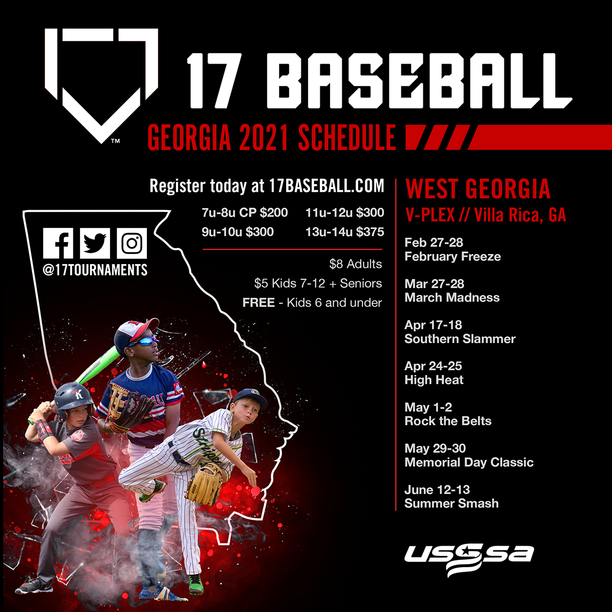We've added #17Baseball tournament options in West Georgia! #Play17 in Villa Rica, GA in 2021. 

Register 👉 bit.ly/17BBGA