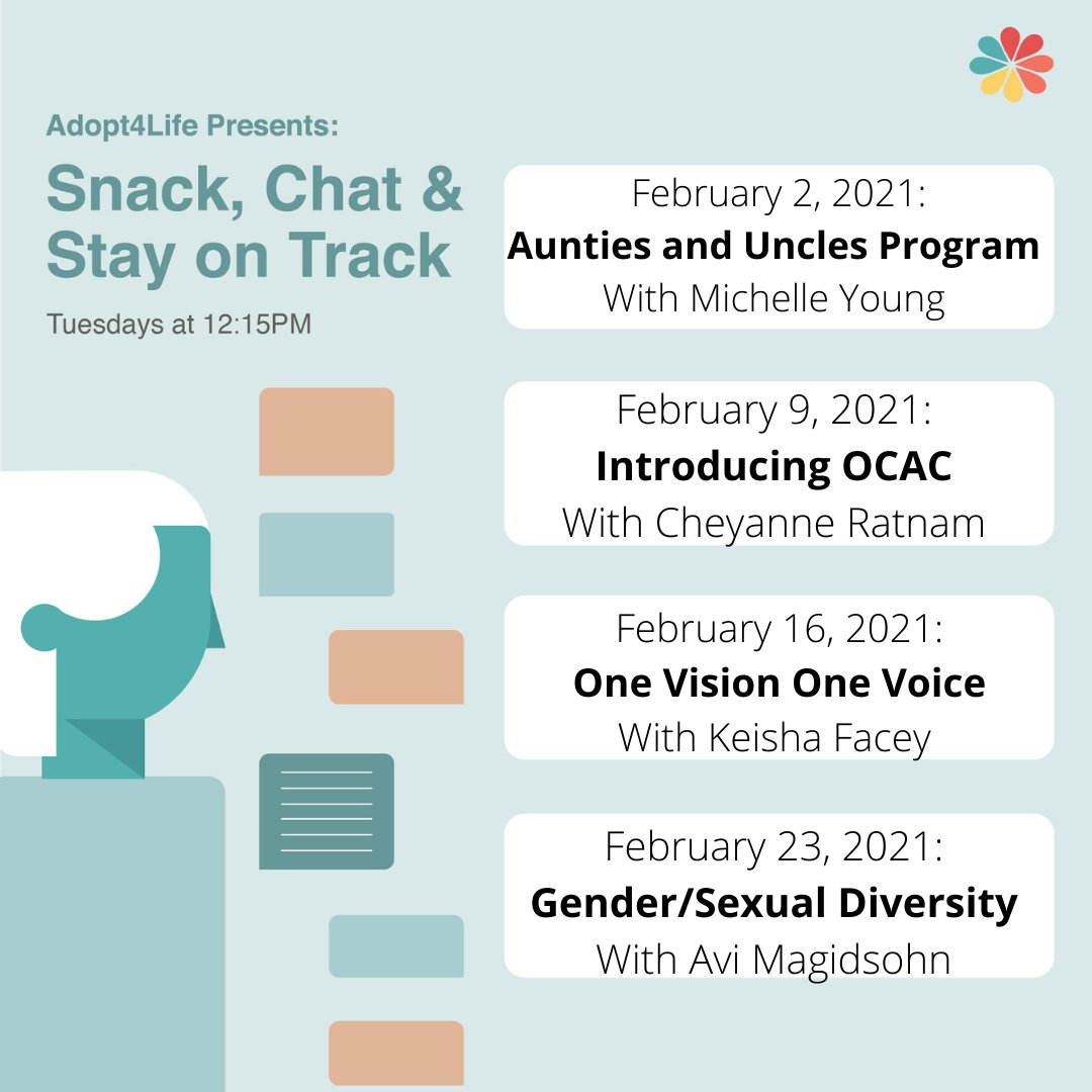interwovenca's tweet photo. Join us Today on our Facebook Public Page at 12:15pm for our Weekly Snack and Chat! This week we are speaking with Cheyanne Ratnam and learning about the Ontario Children's Advancement Coalition or OCAC https://t.co/s8eLAuDHFq