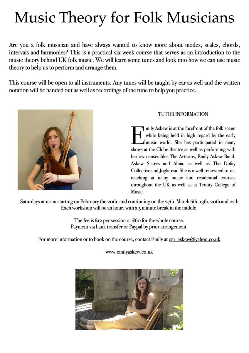 I have another new course starting - Music Theory for Folk Musicians! It will be recorded so if you can’t make the time you can always catch up. Do get in touch if you’re interested