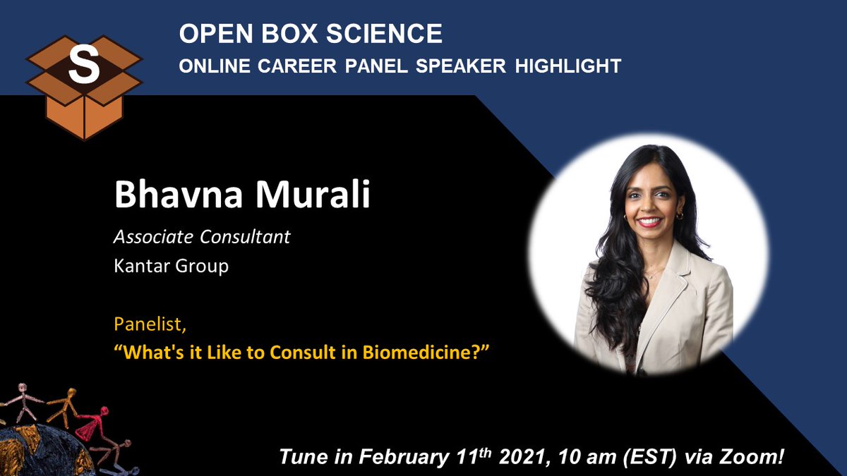 Open Box Science (@openboxsci) on Twitter photo 2nd <a href="/OpenBoxSci/">Open Box Science</a> Online Career Panel:
📣What's it Like to Consult in Biomedicine?📣
👉Panelist Highlight #2
📌Bhavna Murali, Associate Consultant at Kantar Health
👉Zoom: harvard.zoom.us/j/99747887919
👉10:00 am EST / 4:00 pm CET, Feb 11th, 2021 2nd <a href="/OpenBoxSci/">Open Box Science</a> Online Career Panel:
📣What's it Like to Consult in Biomedicine?📣
👉Panelist Highlight #2
📌Bhavna Murali, Associate Consultant at Kantar Health
👉Zoom: harvard.zoom.us/j/99747887919
👉10:00 am EST / 4:00 pm CET, Feb 11th, 2021