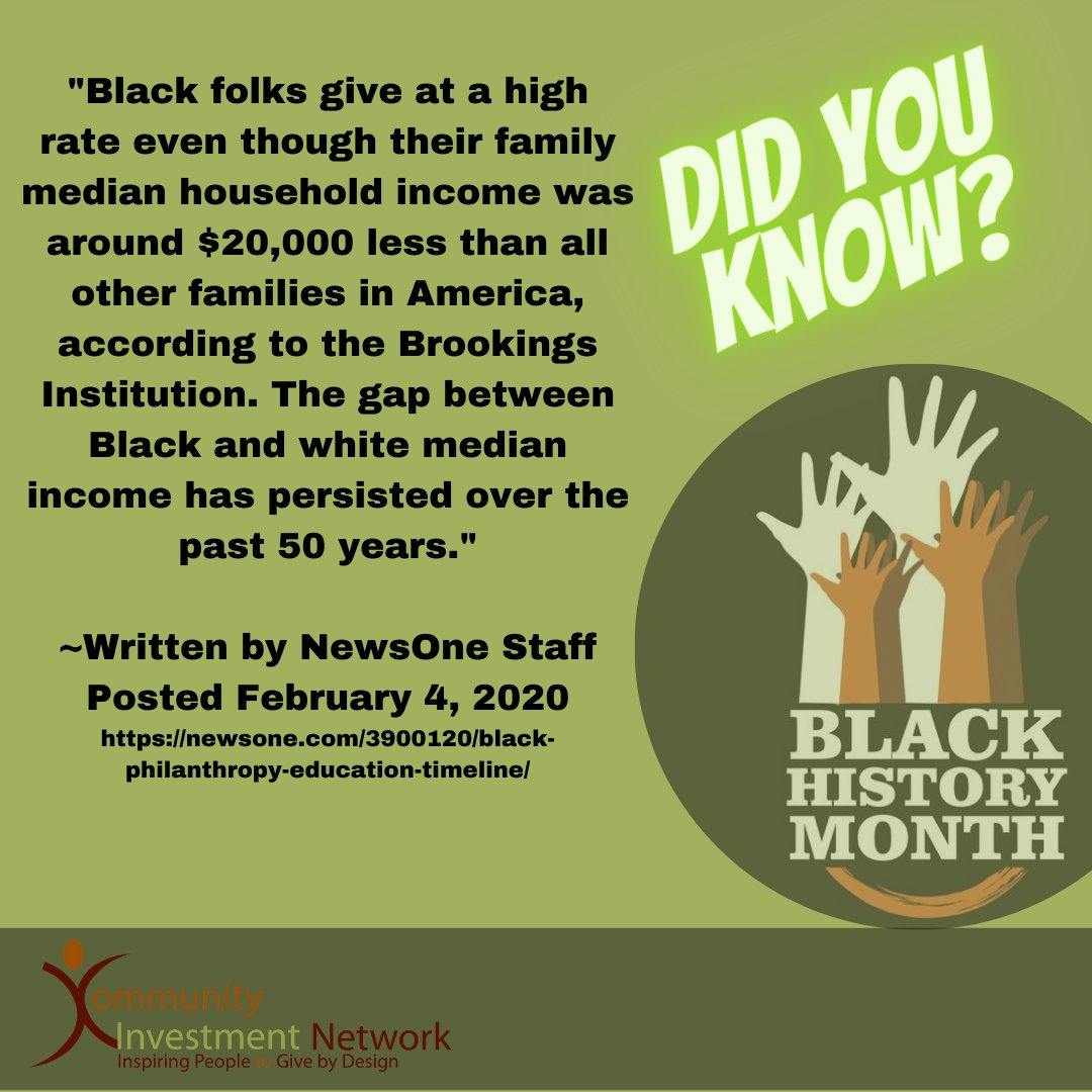 communitynetwrk's tweet photo. Happy Tuesday and welcome to another #CINStory! It's #BHM and we're sharing some history nuggets around #BlackPhilanthropy! Did you know this? #CINGives https://t.co/Xx3N4vUy0m