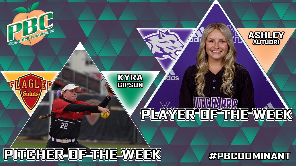 The PBC Softball Player of the Week is <a href="/YHCAthletics/">YHC Athletics</a> <a href="/ashley_autuori/">ash</a>. 

<a href="/FlaglerSports/">Flagler Athletics</a> <a href="/kyragipson22/">Kyra Gipson</a> is the Pitcher of the Week! bit.ly/36ZtA1X #PBCDOMINANT