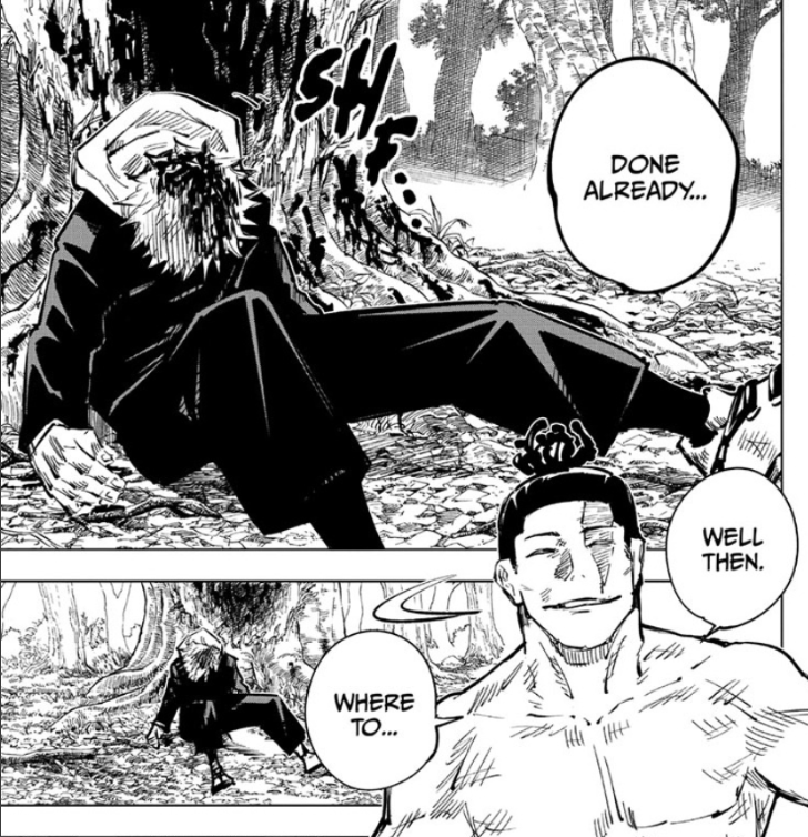 noticeable difference between the placement of two character's heads indicate a significant development, whether it be in battle or exposition. I believe  @KOKICHlMUTA pointed out to me this similarity between the moments before the two activations of Yuji's technique, which >>