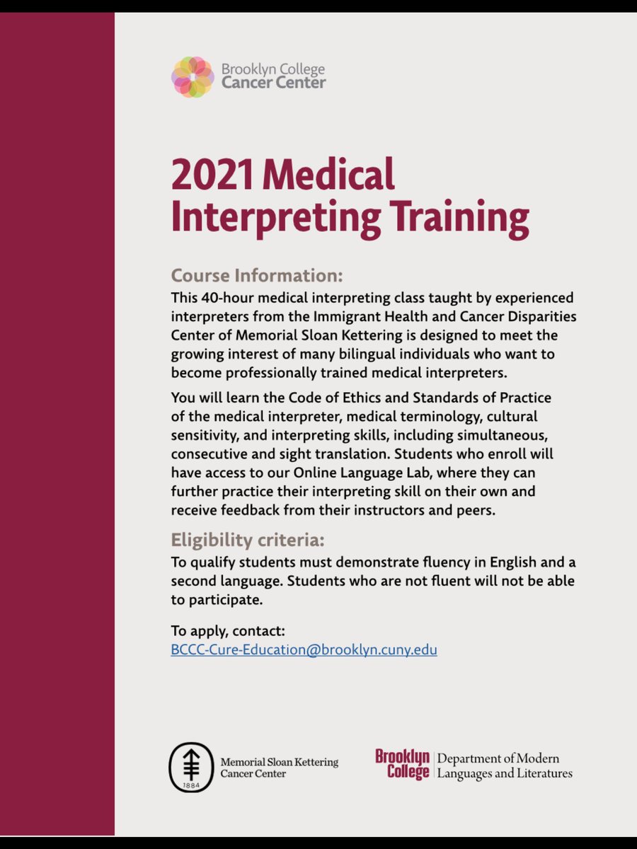 BkCollegeAlumni's tweet photo. Are you interested in Medical Interpreting Training? This might be for you! This course is FREE for #BCAlumni. Sign up today! https://t.co/3NriNEH8aK