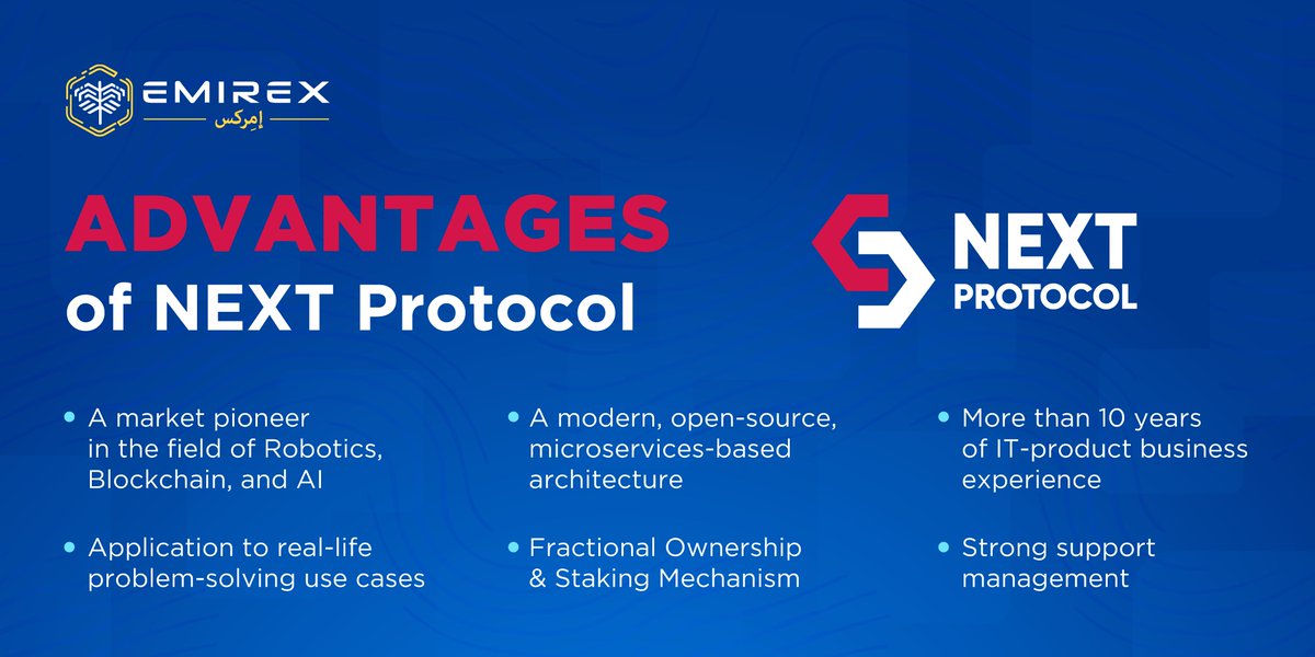 EMIREX_OFFICIAL's tweet image. Find out the NEXT Protocol Advantages 🔥

NEXT Protocol Initial Exchange Offering #IEO is still going on!🚀 

To take part, follow the link👉bit.emirex.com/next_protocol_1

#blockchain #NEXTProtocol #cryptocurrency #fundraising #ico #defi #tokensale #crowdsale #crypto