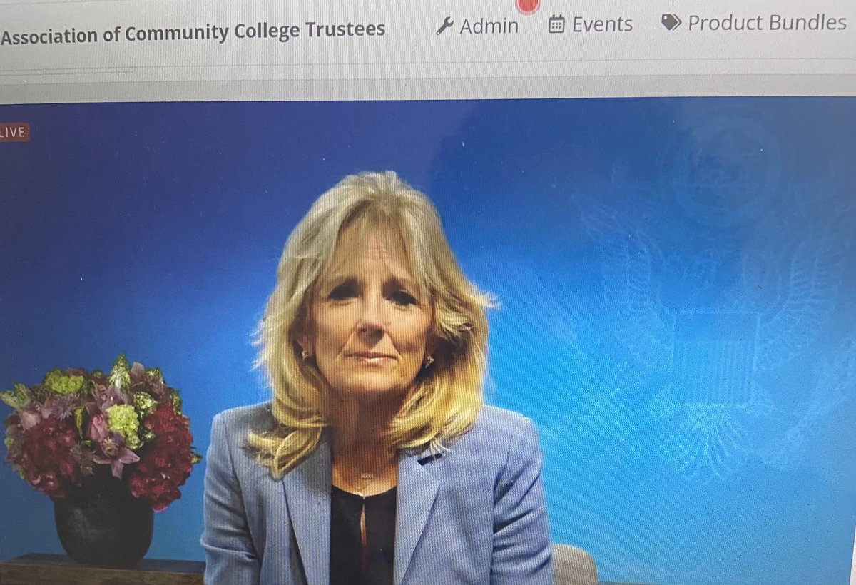 jnmiranda7's tweet photo. An incredible way to start Day 2 of #NLS2021. Thank you @FLOTUS @DrBiden for sharing with @CCTrustees members &amp; other #CommunityCollege leaders the value the Biden-Harris administration sees in our institutions. https://t.co/taAOYS6VoS