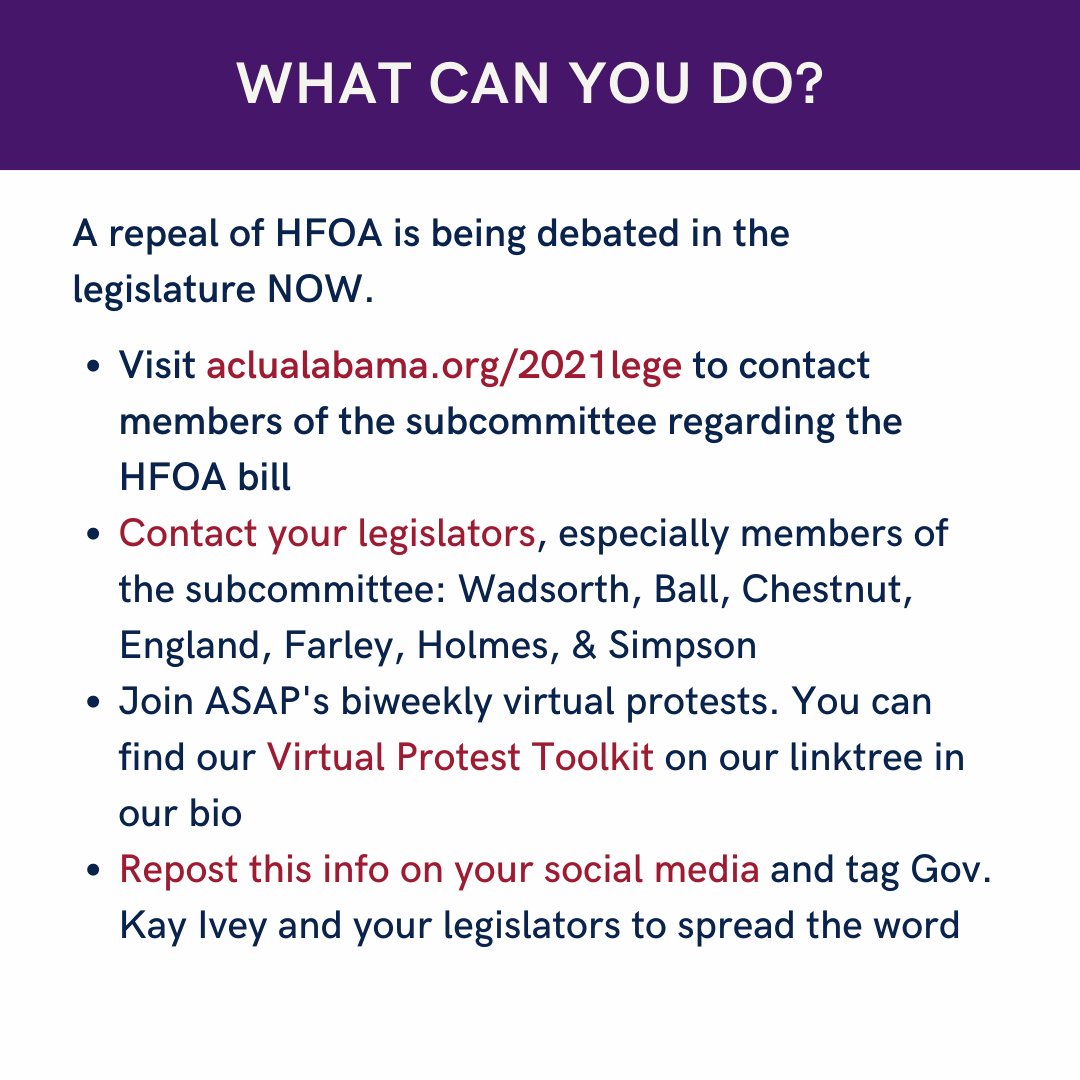 The Alabama Legislature is debating whether to repeal one of the harshest sentencing laws in the nation: The Habitual Felony Offender Act. Our State's three strikes law incarcerates Alabamians for decades. Tell your legislators and tell them to repeal this racist and cruel law.
