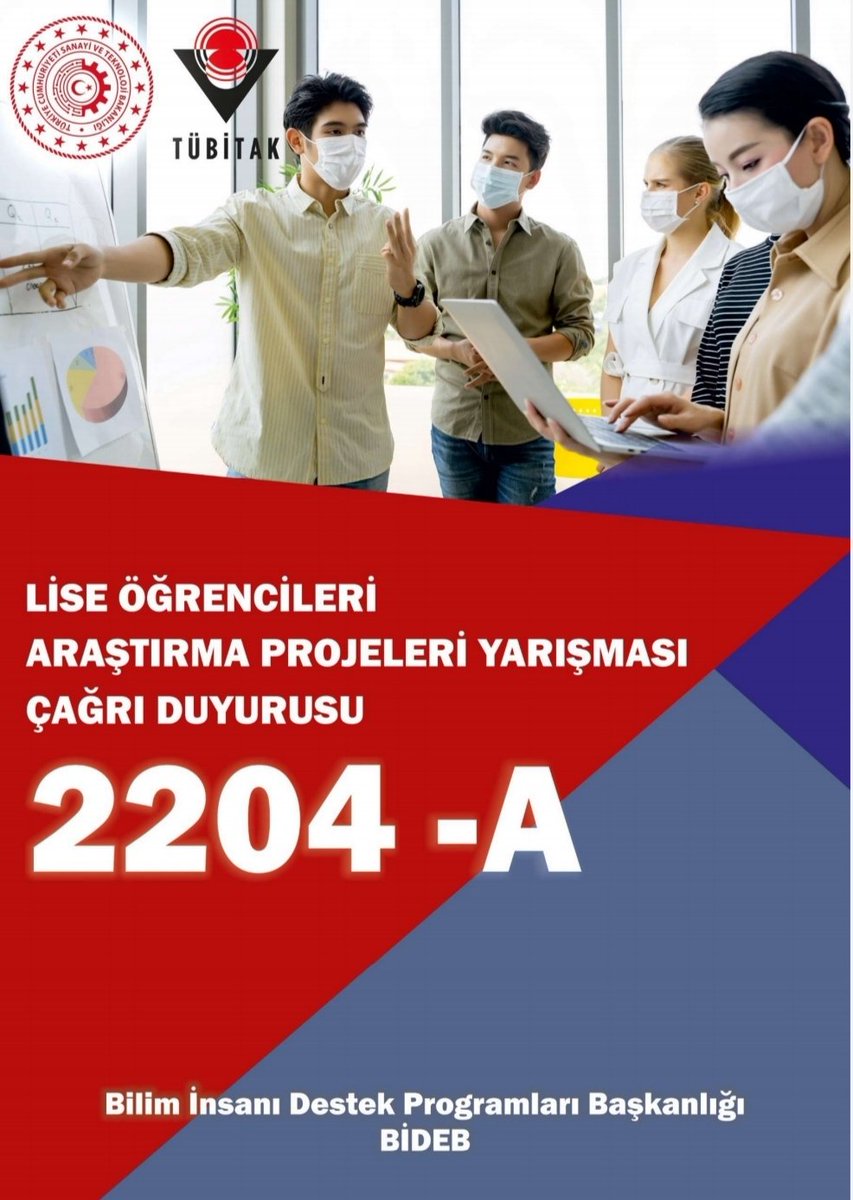📢 TÜBİTAK 2204-A Lise Öğrencileri Araştırma Projeleri Yarışması başvuruları uzatılmıştır.

🔹Tıklayınız ⤵️ 
🔗tubitak.gov.tr/tr/yarismalar/…

🗓️ Son Başvuru Tarihi: 23 Şubat 2021

<a href="/tcmeb/">Millî Eğitim Bakanlığı</a> <a href="/memleventyazici/">Levent Yazıcı</a>
<a href="/istanbulilmem/">İstanbul İl Millî Eğitim Müdürlüğü</a> <a href="/OzilLevent/">Dr. Levent Özil🇹🇷🇹🇷🇹🇷</a>