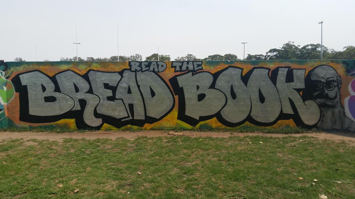 GraffitiRadical's tweet photo. ‘Read the Bread Book’
#Mural painted in Sydney on the 100th anniversary of #Kropotkin’s death.
The #BreadBook refers to #TheConquestOfBread”, a 1892 book by the Russian #AnarchistCommunist theorist and scientist #PeterKropotkin. https://t.co/fNrwACNLeM