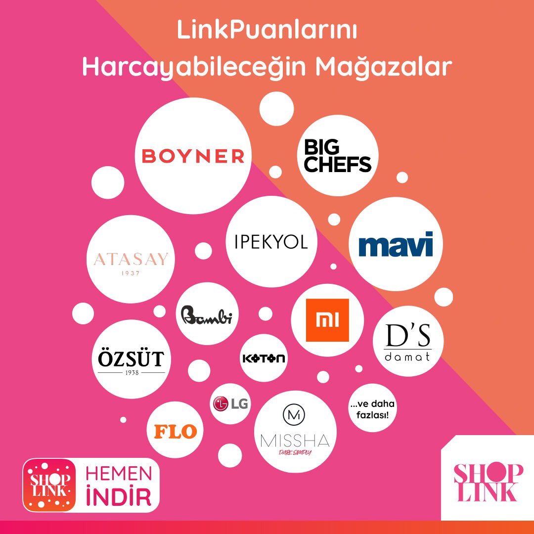 #ShopLink ile her alışverişinden #LinkPuan kazan, kazandıklarını anlaşmalı mağazalarda harca!👔👟👗
Kazanmaya başlamak için şimdi ShopLink’i indir ve hemen üye ol!📲👉🏻 shoplink.com.tr