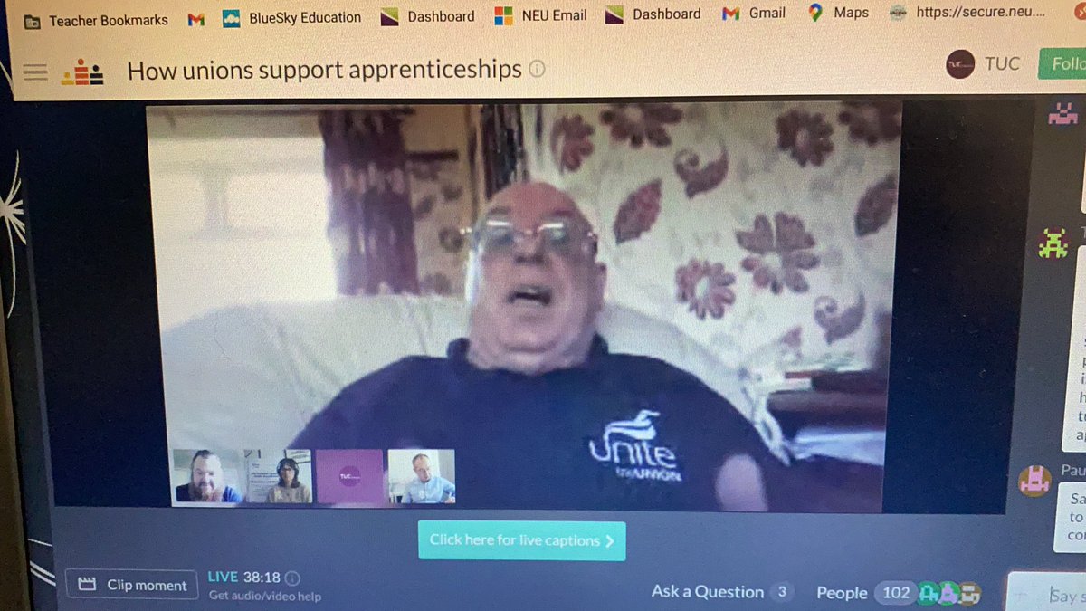 BecsJDonnelly's tweet photo. Really enjoying the live seminar on supporting apprenticeships at work #naw2021 #unionlearn #buildthefuture #NEU @NEUTraining @plymneu https://t.co/5WRcQT7FfN