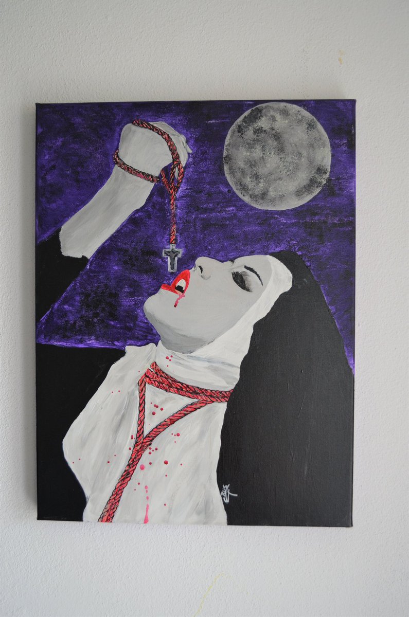 ArtRomanian's tweet photo. Original acrylic painting, 30x40 cm.
#art #artwork #acrylicpainting #acryliconcanvas #wallart #originalart #originalpainting #gothicart #gothicpainting #vampire #vampireart #darkgothic #artist #vampirenun #nun #fullmoon #etsyshop #artforsale #gothicnun https://t.co/bxtHwSeeKA