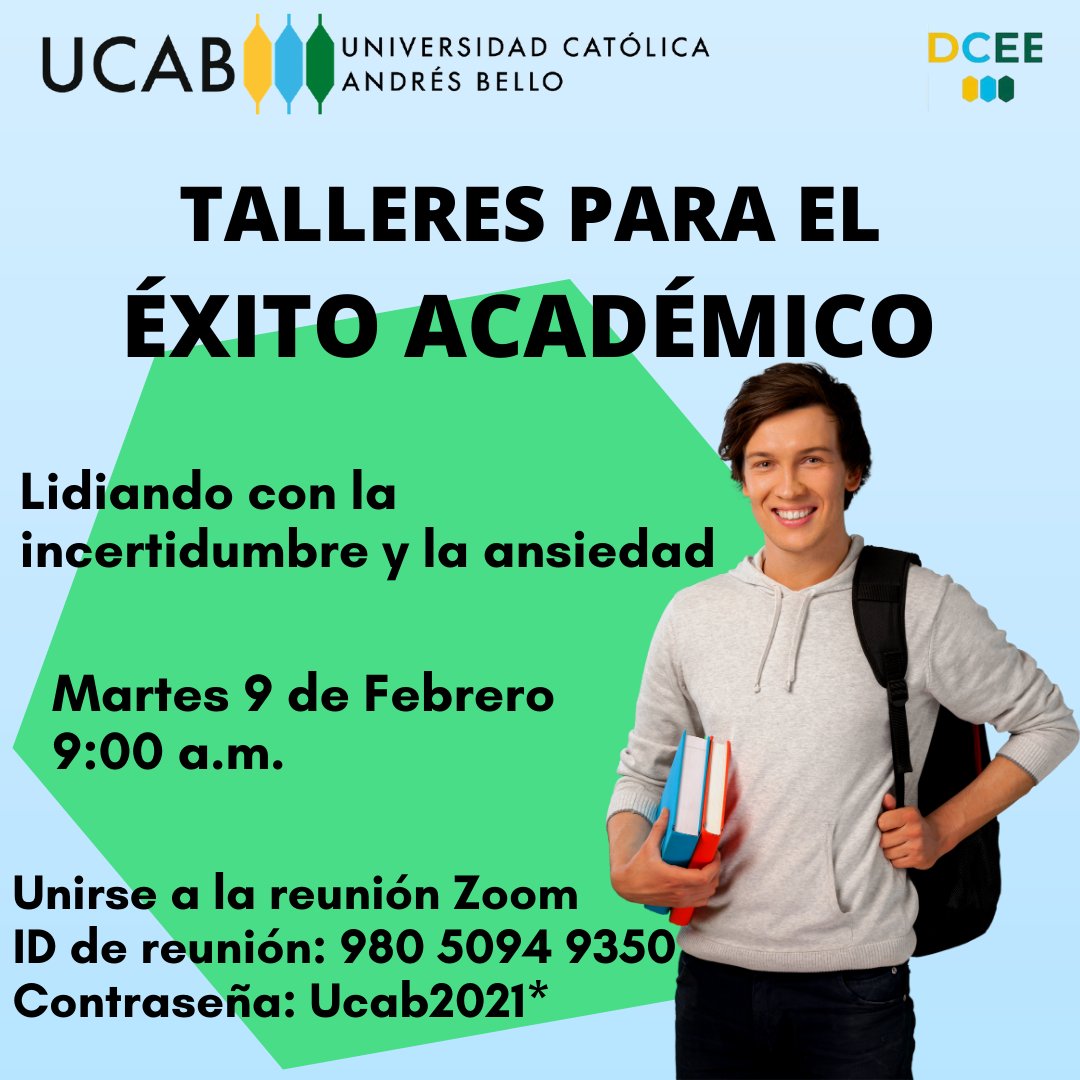 dceeucab's tweet photo. Lidiando con la incertidumbre y la ansiedad... Hoy, martes 09 de Febrero a las 9:00 a.m. ¡Te esperamos! #Participa #Actívate #DCEE https://t.co/v9zyubA1hp