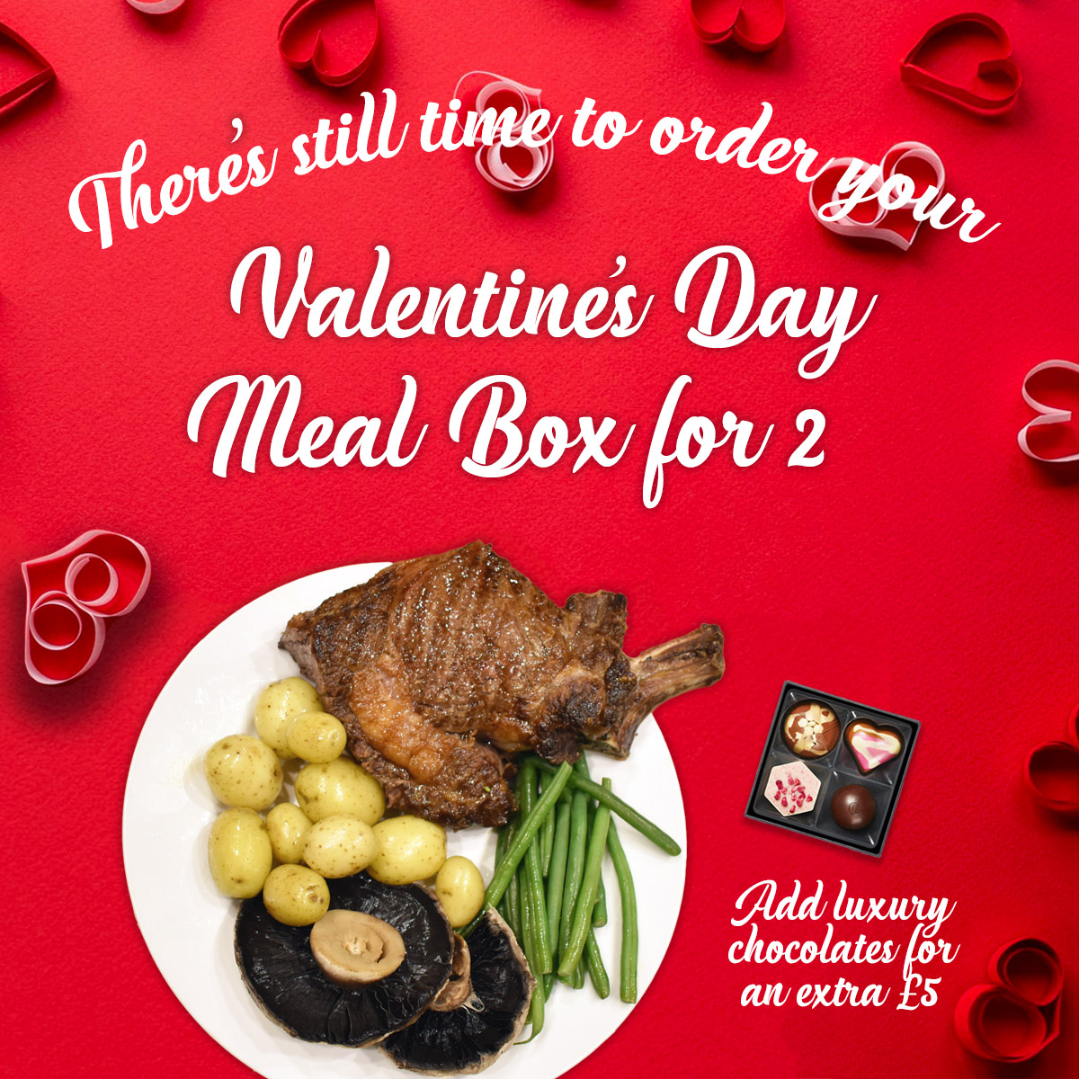 meatandcleaver's tweet photo. What are your plans this Valentine's Day?

There's still time to get a romantic Valentine’s Day meal box delivered to your door before Sunday. Order before 10am on Thursday 11th February to ensure delivery on Friday - just in time to spoil your loved one.

https://t.co/n4HUdJgwCm https://t.co/l0DOEiDERB