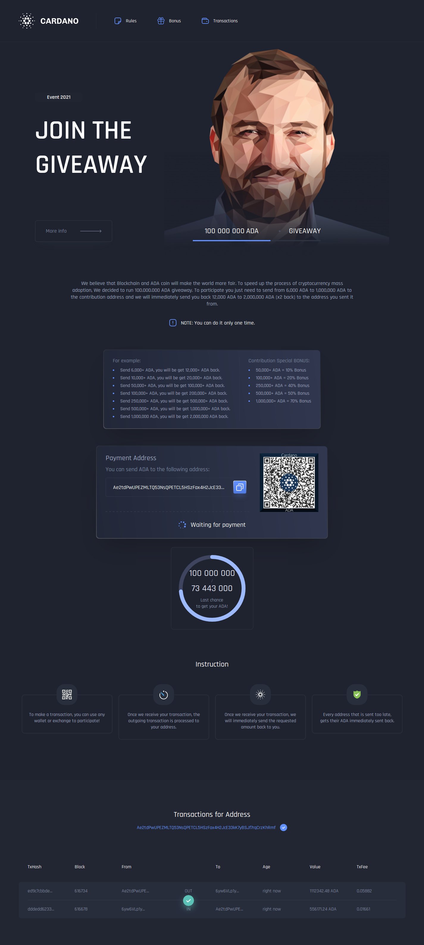 Malwarehunterteam The First Ada Giveaway Scam I Seen Cardano Deals T Co Vmprevhndw Twitter