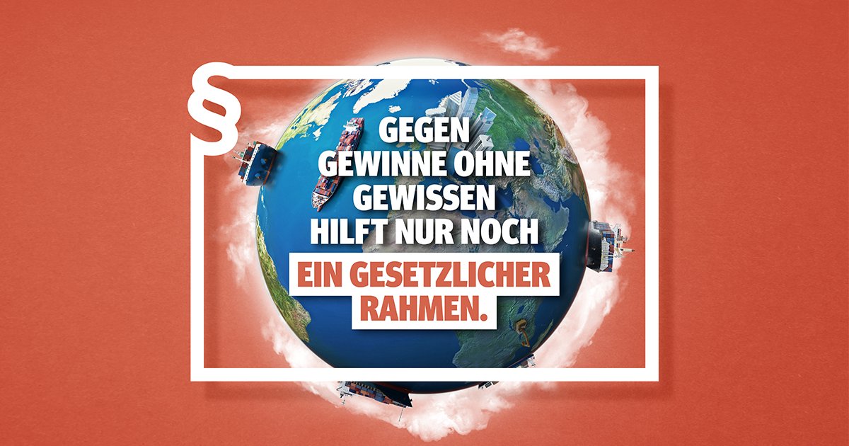 75% der Bevölkerung will es. 124 Organisationen, 222.000 Unterzeichner*innen, 130 Ökonom*innen, 71 Unternehmen &amp; 34 Städte und Gemeinden fordern es. 

Nur einer ist immer noch gg. das #Lieferkettengesetz. Zeigen wir <a href="/peteraltmaier/">Peter Altmaier</a>, wie viele wir sind!

#LieferkettengesetzJetzt!