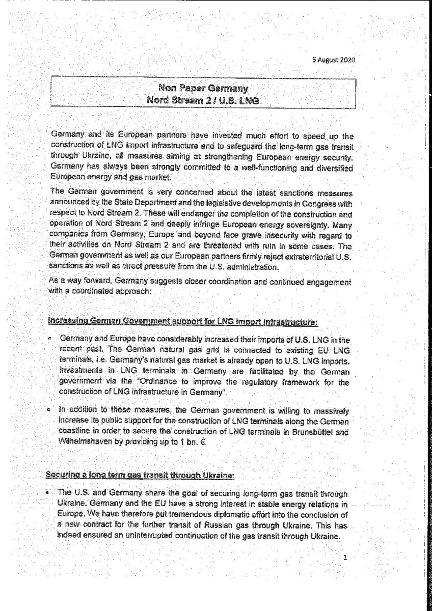 EstebanServat's tweet photo. Breaking: Leaked Secret German Government Deal against the Climate

Published document proves German government hipocrisy on its climate commitments, by offering the US to spend €1 BILLION for #FrackedGas imports in return for keeping #NordStream2.

https://t.co/mvybHLIPYG https://t.co/9vrF8ZkVSG