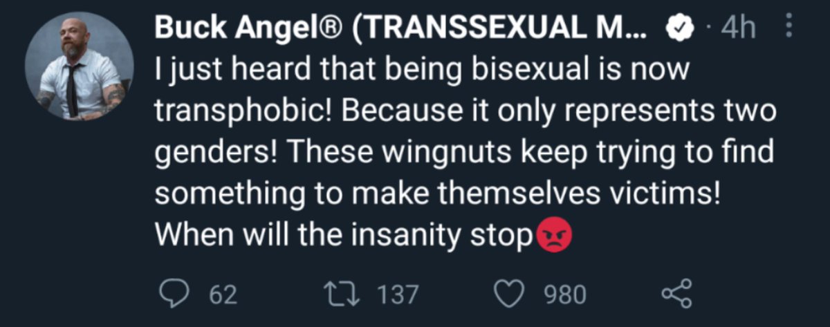 Okay, since Buck Angel is once again presenting an opinion as somehow being common and a huge problem, lets address the question: Is  #Bisexuality  #Transphobic?First, Buck's tweet.