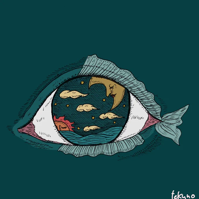 前に描いたイラスト。
おめめさかな。 
