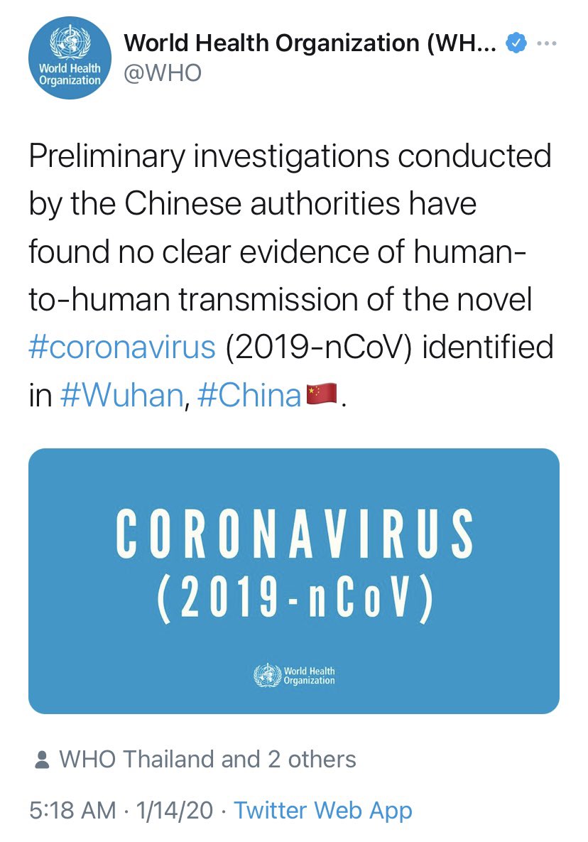 Let's sign off with a reminder of how the  @who - currently carrying out a joint inquiry into the pandemic with one of the most dictatorial regimes in the world - previously assisted China's cover-up with such devastating consequences.