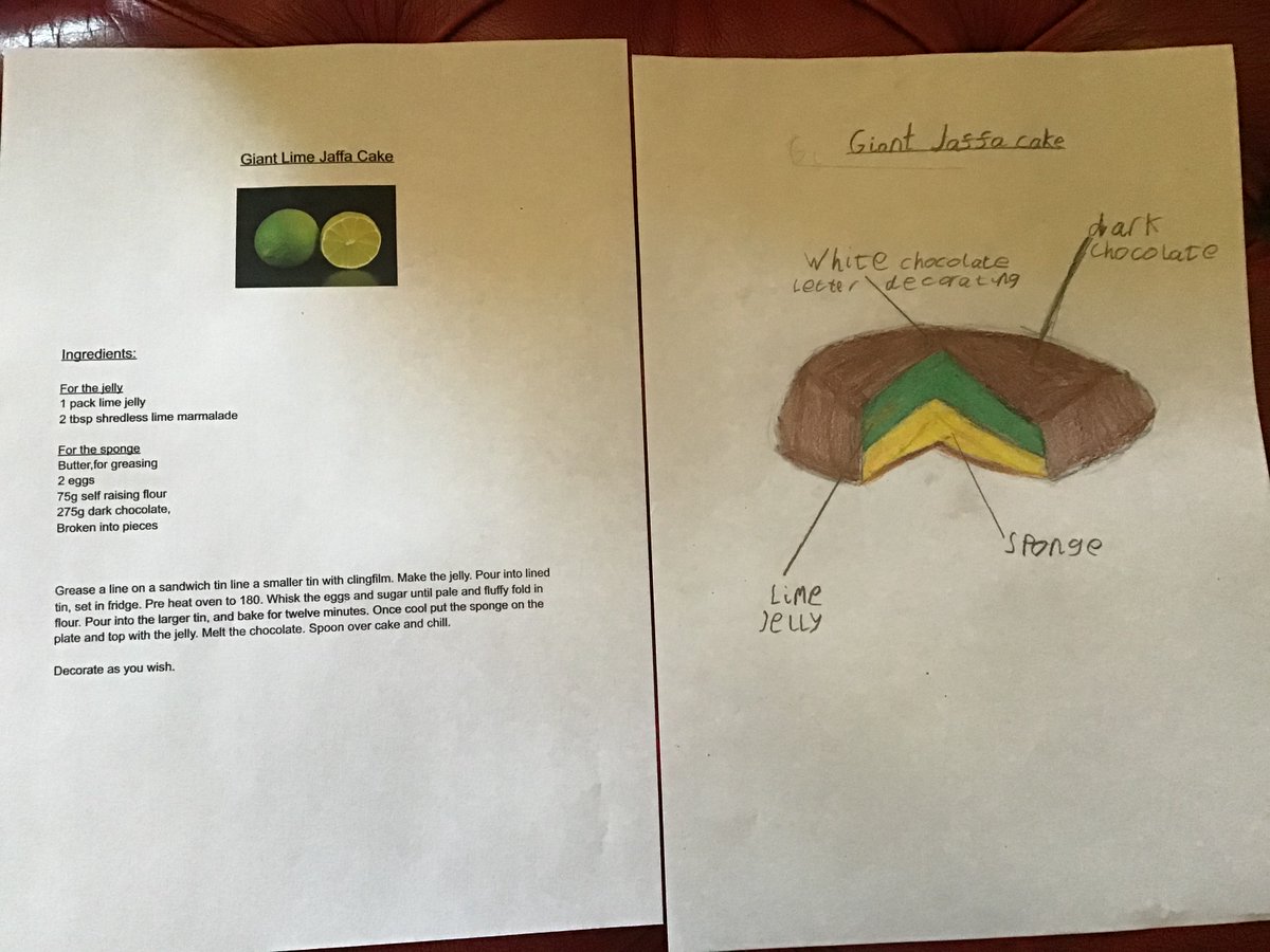 P7bCDPS's tweet photo. Harrison has been busy planning his Bake Off @OffCastle recipe! I would love to see some others. #cdpsdg7homelearning #cdpsdg7bakeoff https://t.co/2CphGiKuXh