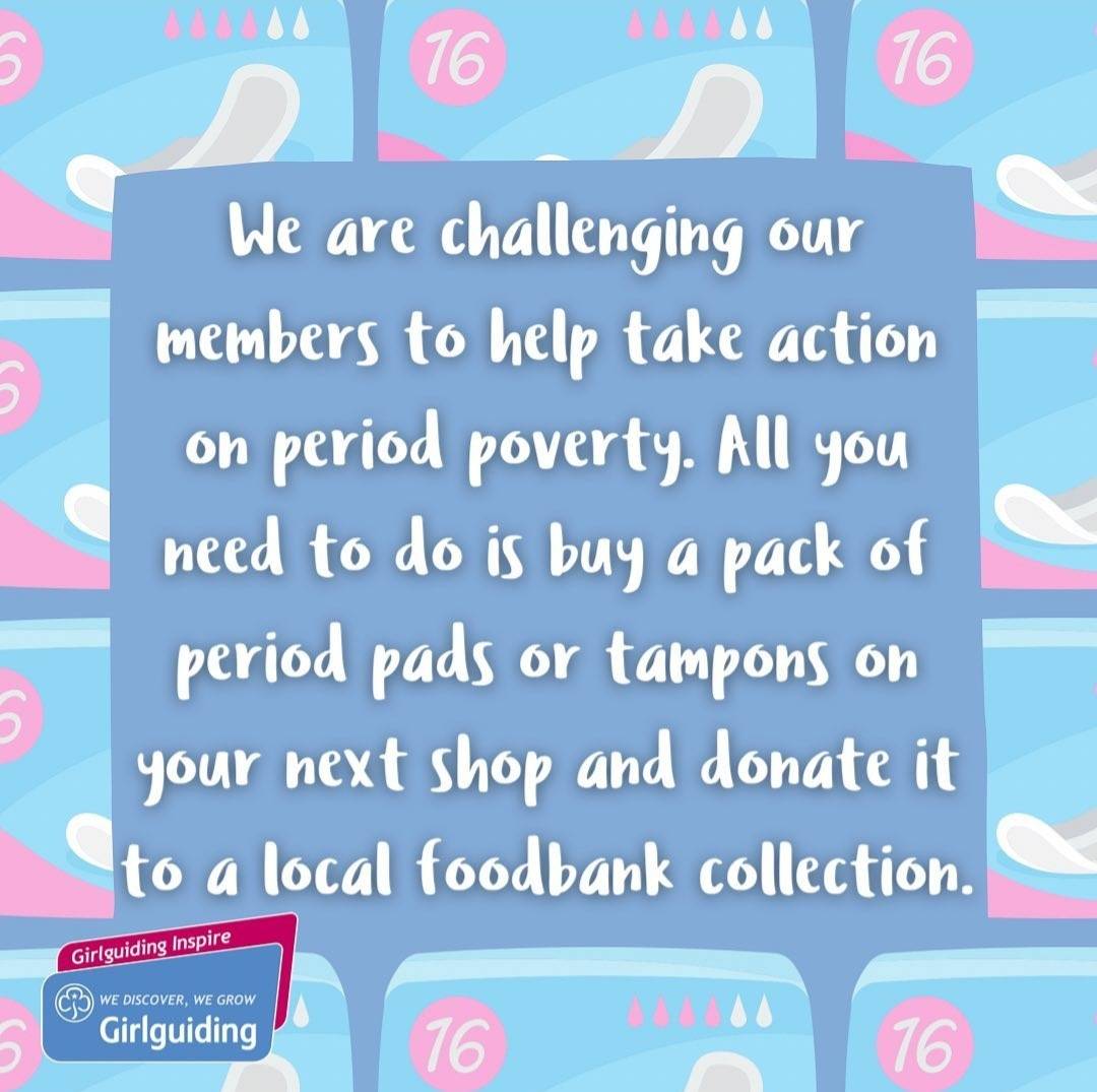 CymruInspire's tweet photo. Here is Rachel, our Regional Coordinator for Girlguiding Inspire Cymru, making her donation for #PickUpAPad 🩸 

She is challenging all members of @ @GuidingCymru and County Coordinators!

#periodpoverty #GGInspire #girlguidingcymru #girlguiding #girlguidinginspire https://t.co/wvBTQJcoHK