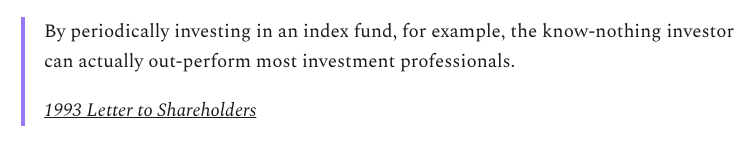 InvestingBySam's tweet photo. We’ve all heard that “Warren Buffet recommends index funds”. Below is the key quote on the topic, from his 1993 shareholder letter.

But that's not the whole story. https://t.co/VOST3KwXrs