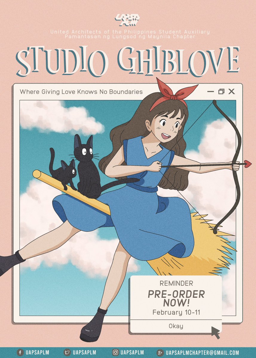 StudioGhibLove's tweet photo. The almost palpable chilly wind of February proves that Valentine's Day is fast approaching. 

What are you waiting for? Mark your calendars as the pre-order will open this February 10-11 only. Stay tuned for more updates!

#UAPSAmor
#ExpressAndGhibLove
#GhibLoveAndUAPSAilWithUs https://t.co/oKkQASbSlA