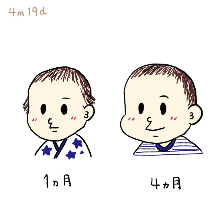 もん 小豆 4m 首がよく動くようになったからね 絵日記 日記 イラスト ゆるいイラスト 絵 日常 手描き 手書き イラストエッセイ イラストグラム かたるゆうびん 赤ちゃん 生後４ヶ月 ４ヶ月ベビー 髪型 抜け毛 でなく 擦れて切れた