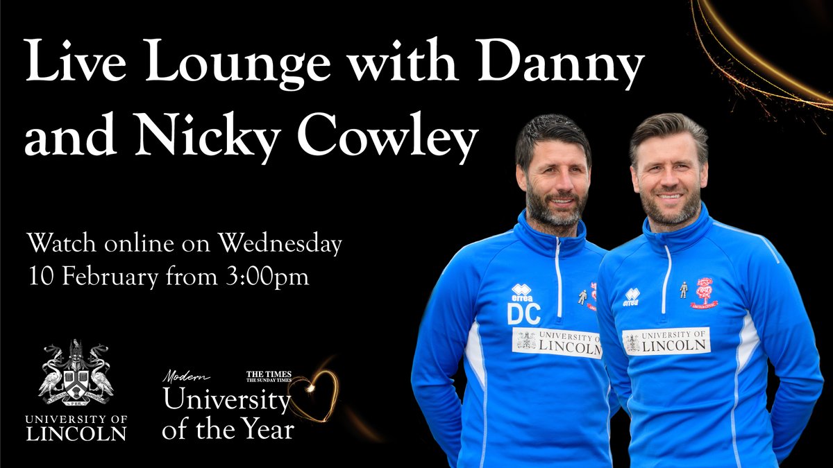 Have you enjoyed the Live Lounge talks with Danny and Nicky Cowley? Join us for the final one of the series this time discussing Optimal Performance and Sports Psychology. 

Find out more: lncn.ac/livelounges