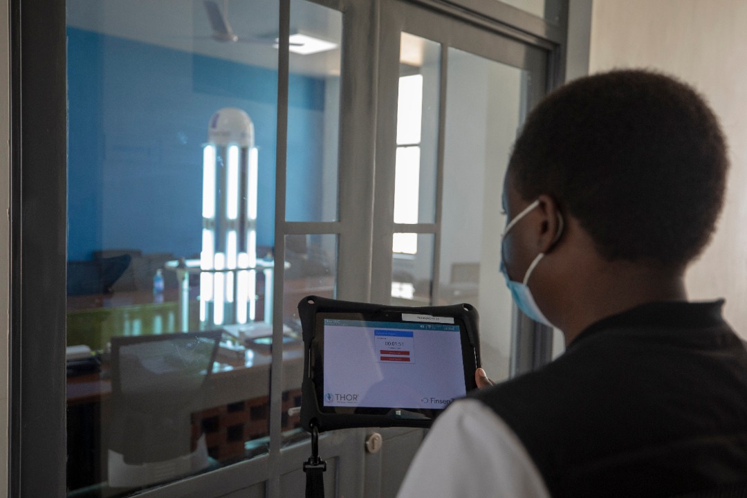 RwandaHealth's tweet photo. Today at Nyarugenge #COVID19 Critical Center, Rwanda has received three state-of-the art desinfectant robots to fight the spread of #COVID19 and reduce hospital-acquired infections. https://t.co/erfuaetEB9